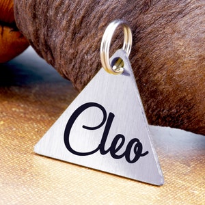 Triangle Dog Tag, Dog ID Tag, Dog Name Tag, Custom Dog Tag, Engraved Dog Tag, Silver Cat ID Tag Personalized for Dogs, Dog Tag Personalized