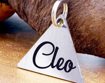 Triangle Dog Tag, Dog ID Tag, Dog Name Tag, Custom Dog Tag, Engraved Dog Tag, Silver Cat ID Tag Personalized for Dogs, Dog Tag Personalized