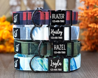Charming Blue and Brown Plaid Standard Dog Collar Charming Blue and Brown Plaid Standard Dog Collar