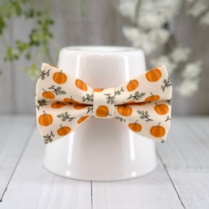 Pumpkin Cat Bow Tie Orange Plaid Bow Tie for Cat Collar, Fall Halloween Thanksgiving Cat Kitten Small Dog Collar Bowtie - Fits 1/2" W Collar