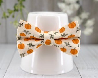 Pumpkin Cat Bow Tie Orange Plaid Bow Tie for Cat Collar, Fall Halloween Thanksgiving Cat Kitten Small Dog Collar Bowtie - Fits 1/2" W Collar