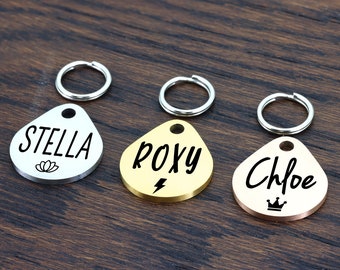 Cat Name Tag, Custom Cat Tag, Cat Collar Tag, Cat ID Tag, Cat Tag, Teardrop Cat Tag Personalized, Personalized Cat Tag Small Pet Tag for Cat