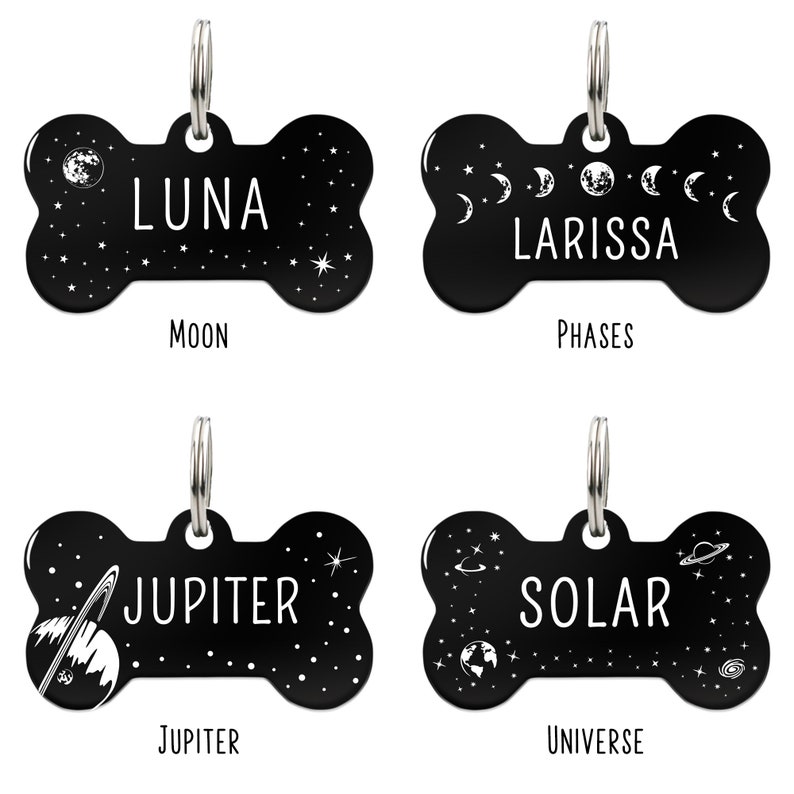 Dog Name Tag Jupiter Space Universe Dog Tag Engraved Dog Etsy