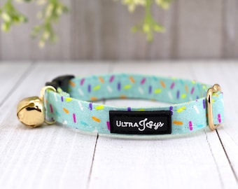 Breakaway Cat Collar with Bell, Birthday Sprinkles Cat Collar Breakaway, Celebration Strawberry  | Gift for Cat, Kitten, Small Dog Birthday