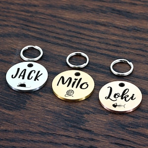 Round Cat Tag, Cat ID Tag, Cat Tag, Personalized Cat Tag, Cat Name Tag, Cat Tag Personalized, Custom Cat Tag, Cat Collar Tag, Small Dog Tag