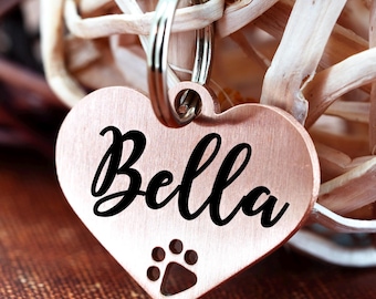 Personalized Dog Tag, Pet ID Tag, Dog Tag, Dog ID Tag, Custom Dog Tag, Dog Tag for Dogs, Customized Dog Tag, Heart Dog Tag with Paw Cutout