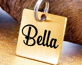 Square Engraved Dog Tag, Gold Dog Tag Personalized for Dogs, Dog Tag, Dog Tag Personalized, Cat ID Tag, Dog Name Tag, Custom Dog Tag