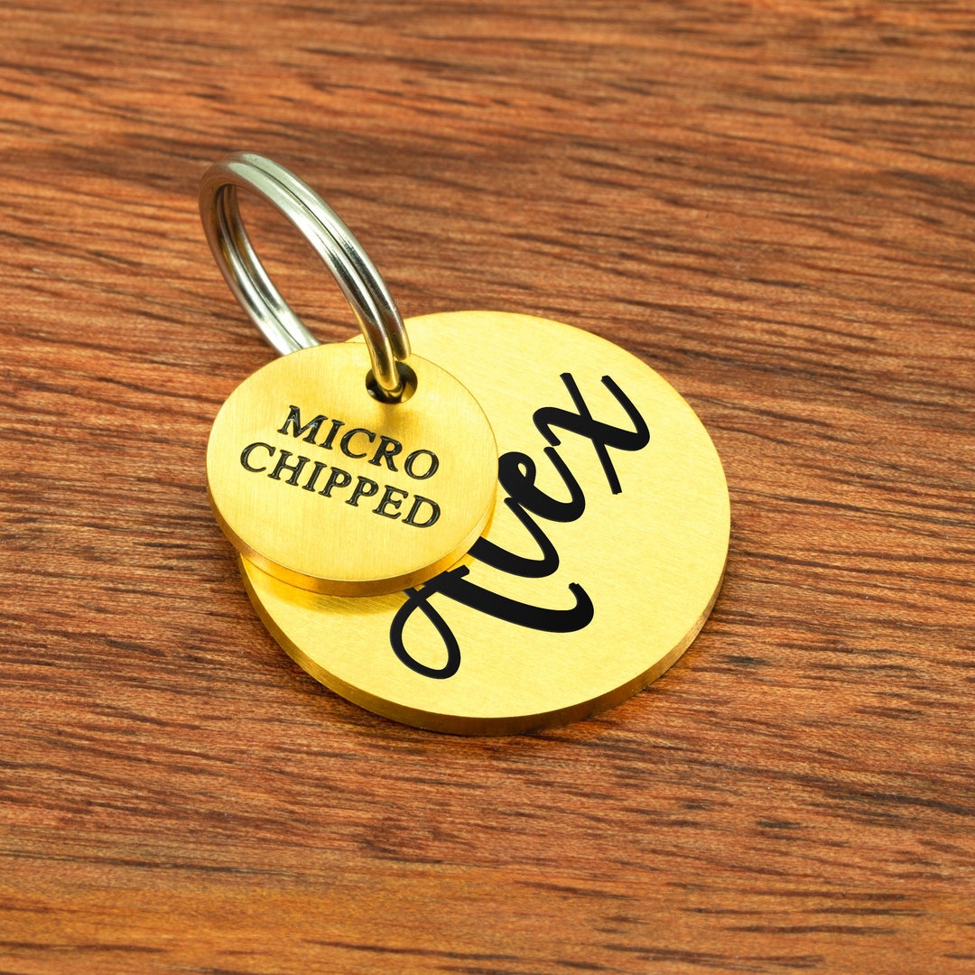 Engraved Dog Tag, Dog Name Tag, Microchipped Cat Name Tag Dog Collar