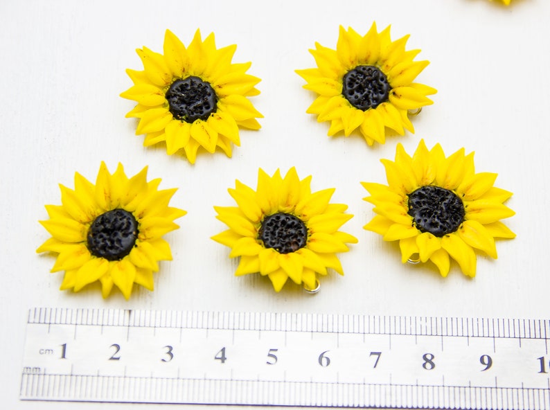 Sunflowers Polymer Clay Caboshons Sunflower Beads Sunflower | Etsy