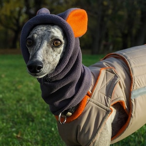 Winter dog snood with ears - fleece dog snood - dog hat / hood - MADE TO ORDER