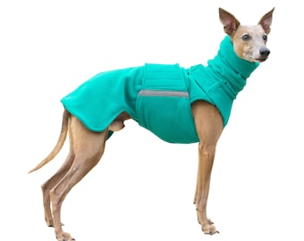 Fleece Dog Coat for Greyhounds and Whippets  - Dog sweater - Fleece Dog Jacket with neck warmer and underbelly protection- MADE TO ORDER