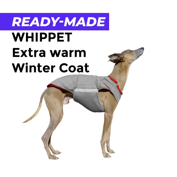 Ready-made Whippet Extra Warm Winter Coat - Whippet Jacket - Waterproof outer with insulation and fleece lining