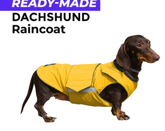 Ready-made Dachshund Raincoat - Dachshund Jacket - Waterproof outer with canvas lining