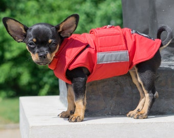Dog Jacket for Chihuahuas - Extra warm Dog coat with underbelly protection - Custom Dog Clothes - Waterproof / Fleece Coat - Custom made
