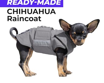 Gotowy płaszcz przeciwdeszczowy dla Chihuahua - Kurtka Chihuahua - Wodoodporna warstwa zewnętrzna z podszewką z płótna