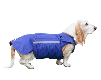 Basset Hound Raincoat - Dog jacket with underbelly protection - Custom made Dog Raincoat - Custom made for your dog