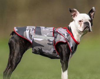 Boston Terrier Extra Warm Winter Dog Coat - Full belly cover - for Extreme Cold Weather