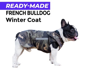 Cappotto invernale Bulldog francese già pronto - Giacca Bulldog francese - Esterno impermeabile con fodera in pile