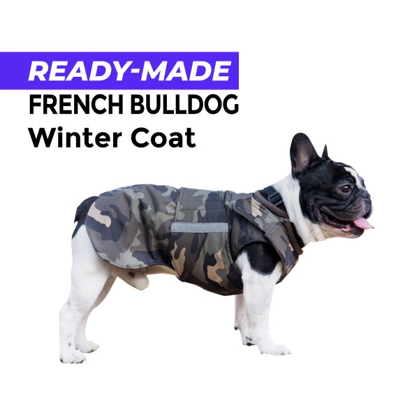 Ready-made French Bulldog Winter Coat - French Bulldog Jacket - Waterproof outer with fleece lining