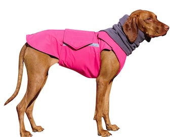 Winter Dog Coat - Dog Jacket with underbelly protection and neck warmer - Waterproof / Fleece Dog Clothes - Custom made for your dog