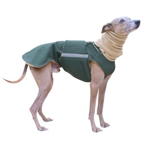 Greyhound / Whippet Dog Coat - SoftShell dog jacket - Custom dog raincoat -  SoftShell/ Fleece Coat + turtleneck - Made to measure