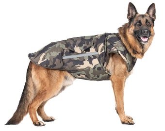 German Shepherd SoftShell Dog Coat - Custom Dog Coat - SoftShell / Fleece coat - Custom made for your dog