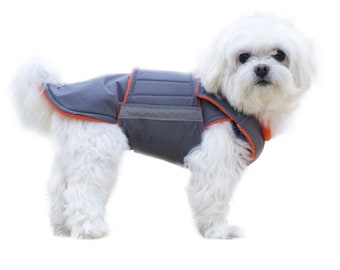 Bichon dog coat with underbelly protection - Custom made dog jacket - Waterproof outer with fleece lining - Made to order