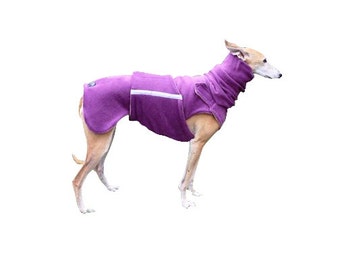 Greyhound / Whippet Fleece Dog Coat with underbelly protection - Fleece Dog Jacket - Fleece Coat + turtleneck / snood - MADE TO ORDER