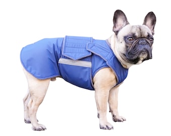 French Bulldog Coat - Winter Dog jacket with underbelly covering - Dog Raincoat - Custom made for your dog