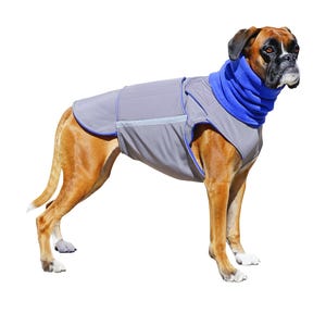 Cappotto invernale per cani Boxer con scaldacollo - Rivestimento esterno impermeabile e fodera in pile polare - REALIZZATO SU ORDINAZIONE