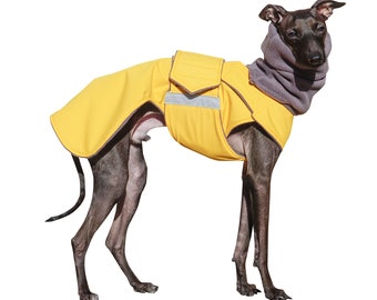 Italian Greyhound Coat with snood and underbelly protection - Polar Dog Jacket - Waterproof / Fleece dog clothes - Custom made for your dog