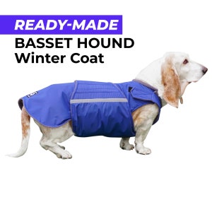 Ready-made Basset Hound Winter Coat - Basset Hound Jacket - Waterproof outer with fleece lining