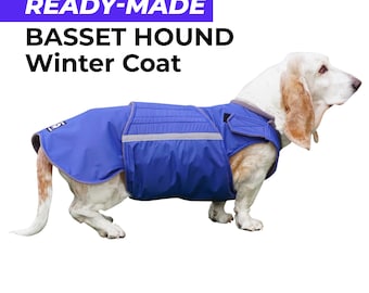 Ready-made Basset Hound Winter Coat - Basset Hound Jacket - Waterproof outer with fleece lining