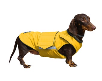 Dackel Regenmantel - Wasserdichte Hundejacke mit Bauchschutz - Hundebekleidung - Hunde Regenmantel - Passgenau für Ihren Hund