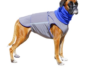 Boxer Dog Coat - SoftShell dog jacket - Custom dog raincoat -  SoftShell/ Fleece Coat + turtleneck - Made to measure