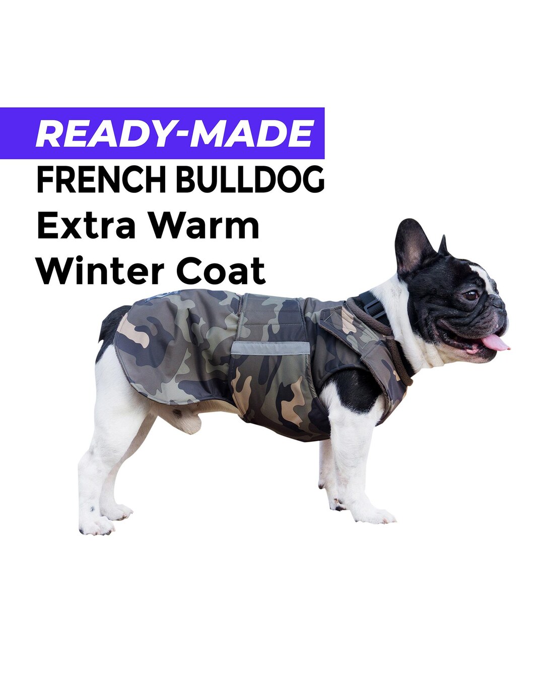 Abrigo de invierno extra cálido para bulldog francés confeccionado