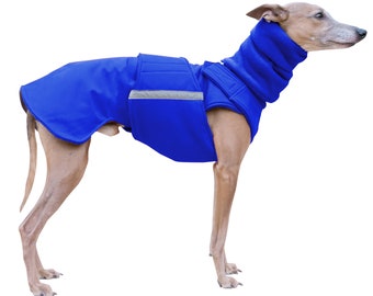 Greyhound Dog Raincoat with snood and underbelly protection - Dog Rain Jacket - Dog Rain Coat - Waterproof Dog Coat + turtleneck / snood