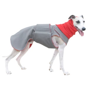 Greyhound / Whippet Dog Coat - SoftShell dog jacket - Custom dog raincoat -  SoftShell/ Fleece Coat + turtleneck - Made to measure
