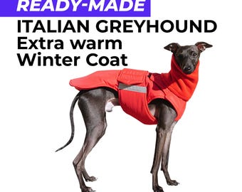 Ready-made Italian Greyhound Extra Warm Winter Coat with Neck Warmer