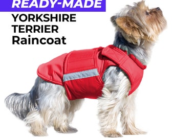Ready-made Yorkie Raincoat - Yorkshire Terrier Jacket - Waterproof outer with canvas lining