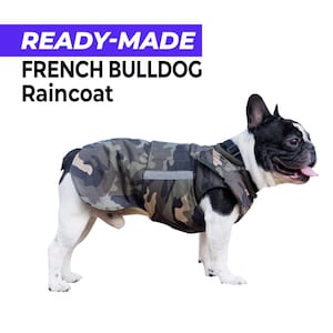 Ready-made French Bulldog Raincoat - French Bulldog Jacket - Waterproof outer with canvas lining