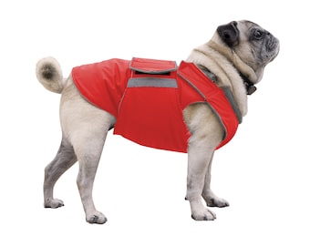Pug Winter Dog Coat - Dog jacket with full belly cover - Waterproof Winter coat - Pug jacket - Custom made for your dog