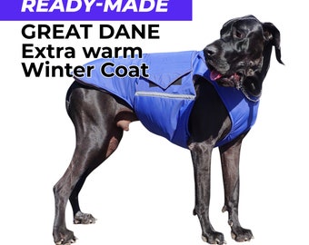 Extra Warmer Wintermantel für Deutsche Dogge - Deutsche Dogge Jacke - Wasserdichtes Außenmaterial mit Isolierung und Fleecefutter