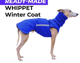 Ready-made Whippet Winter Coat with Neck Warmer, Waterproof outer with fleece lining