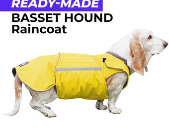 Ready-made Basset Hound Raincoat - Basset Hound Jacket - Waterproof outer with canvas lining