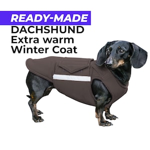 Ready-made Dachshund Extra Warm Winter Coat - Dachshund Jacket - Waterproof outer with insulation and fleece lining