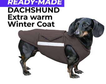 Fertiger Dackel Extra Warmer Wintermantel - Dackeljacke - Wasserdichtes Außenmaterial mit Isolierung und Fleecefutter