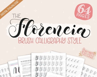 Florencia Style - Brush Calligraphy worksheet - Procreate Workbook Practice - Learn Lettering