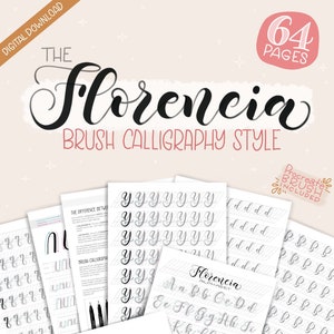 Florencia Style Brush Calligraphy worksheet Procreate Workbook Practice Learn Lettering image 1