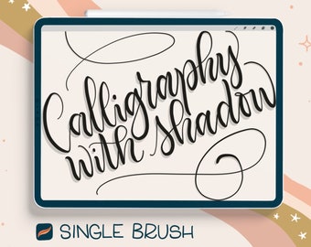 SINGLE Procreate Brush - Calligraphy with Shadow - Brush for iPad lettering, Illustration, Digital art brush iPad Pro